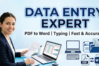 do data entry typing pdf to word and notes typing