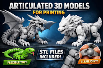 design 3d articulated model for 3d printing dragons toys stil files