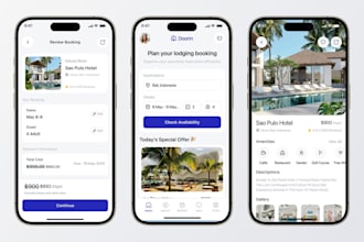 build hotel booking app, travel booking app, flight booking app, reservation app