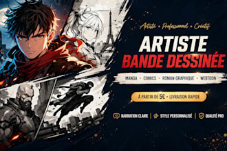 je vais dessiner pages bd, roman graphique, manga et illustration comics design