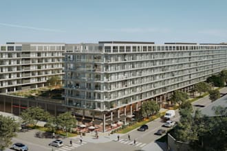 turn 2d plan to 3d building exterior highend render,3d commercial complex design