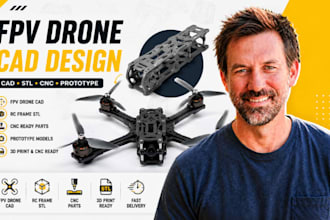 fpv drone cad, rc frame stl, cnc parts, fusion360 prototype models cad 3d files