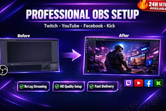 professionally setup obs studio and streamlabs for streaming and recording