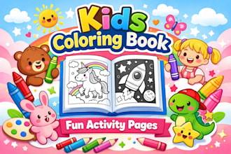 design kids coloring book, activity book and printable pages kdp