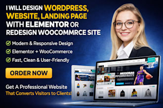 design wordpress webseite, landing page with elementor or redesign woocommerce