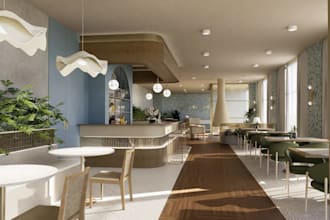 redesign restaurant furniture layout,coffee shop interior render,cafe space plan