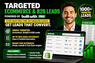 provide targeted ecommerce, shopify and b2b leads generation using builtwith pro