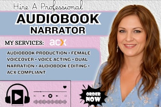 narrate debut novel , memoir audiobook, character female voiceover, acx standard
