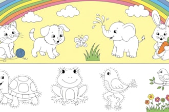 make engaging kids activity book, colouring book worksheets