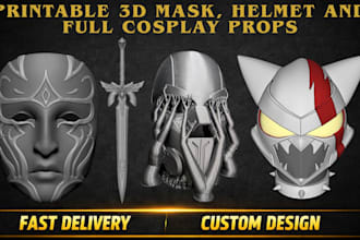 design 3d cosplay mask 3d helmet armor stl model for 3d printing