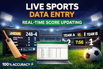 update live sports data, scores, stats and manage data feeds professional