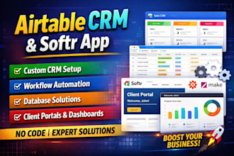 build professional airtable CRM, database, automation and softr app