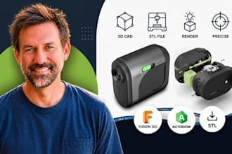 kickstarter product cad, prototype render, amazon stl modeling fusion360 3d file