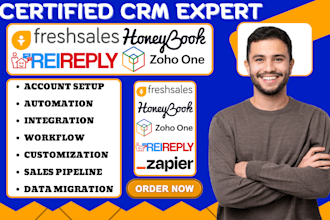setup customize automate freshsales honeybook CRM rei reply zoho one integration