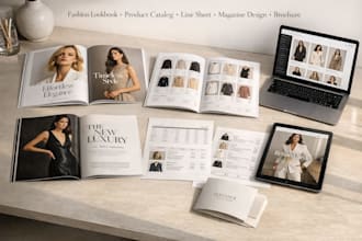 design fashion lookbook, product catalog, line sheet, sell sheet, brochure