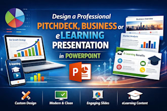 design a professional pitchdeck business or elearning presentation in powerpoint