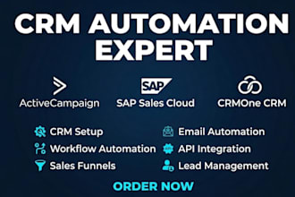 setup and automate activecampaign, sap sales cloud, crmone CRM and sales funnels