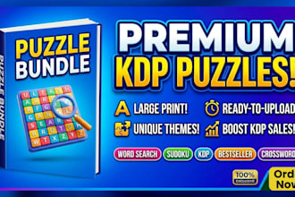 create large print amazon KDP word search, sudoku, and crossword puzzle books