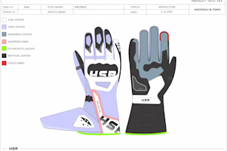 motorcycle gloves tech pack design