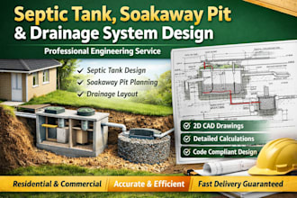 design septic tank, soakaway and wastewater disposal system and  pe stamp
