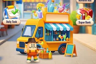 create high quality mobile and pc game UI, UX design