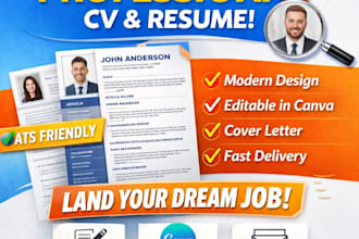 design professional CV resume and cover letter in canva
