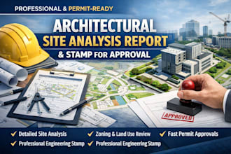 usa ca, fl, tx, il, pa architectural site analysis report and stamp for approval