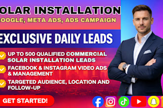 700 exclusive solar installation leads, solar leads solar install, facebook ads