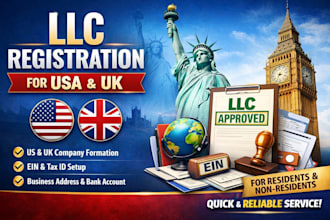 register your US or UK llc company with ein for residents and non residents