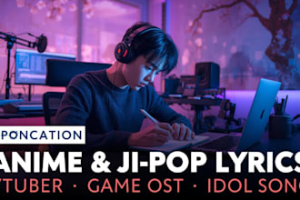write japanese anime, jpop, and game ost song lyrics for your project