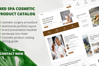 design luxury med spa cosmetic product catalog line sheet lookbook for surgery