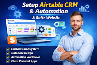 setup airtable CRM, database design, automation and softr website