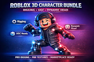 do 3d roblox character bundle rigging, ugc, dynamic head