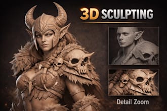 sculpt detailed 3d character and cosplay models