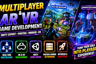 develop aaa unity multiplayer game, ar vr game experience, mobile game