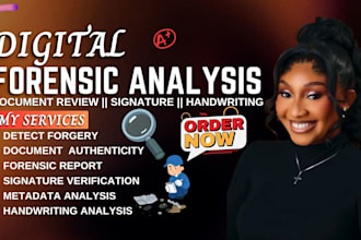 do forensic signature analysis, detect forgery, handwriting authenticity