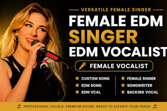 female singer female edm singer custom song edm vocalist lead edm backing vocal