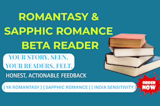 do ya romantasy, sapphic romance, and sensitivity manuscript beta reading