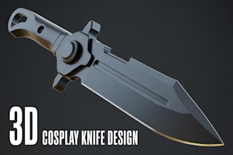 design a high quality, printable 3d knife model for cosplay or training