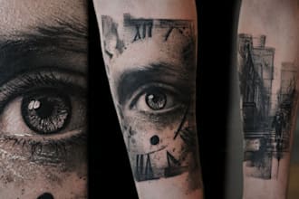 design a realism black and grey tattoo for you