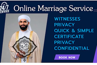 offer online marriage service with witnesses and certificate