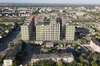 visualize 3d residential complex, real estate development,cgi communal courtyard