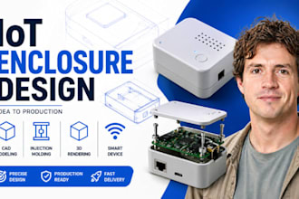 iot enclosure cad modeling, injection molding, smart device 3d rendering cad