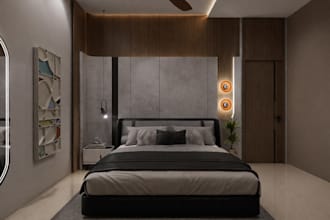 design modern bedroom interior with realistic 3d render