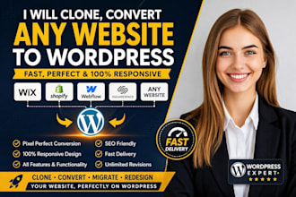 clone convert or migrate any website to wordpress, shopify fast and perfectly
