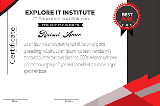 design professional certificate, diploma, award certificate and transcript