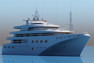 create realistic 3d yacht model ship design catamaran design for games printing