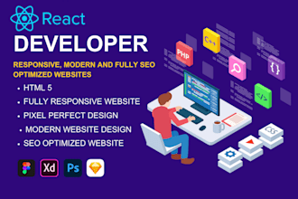 build a custom website in react with modern UI, animations, deployment