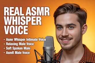 record intimate male asmr whisper voice for relaxing audio