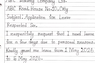 write neat handwritten letters and applications